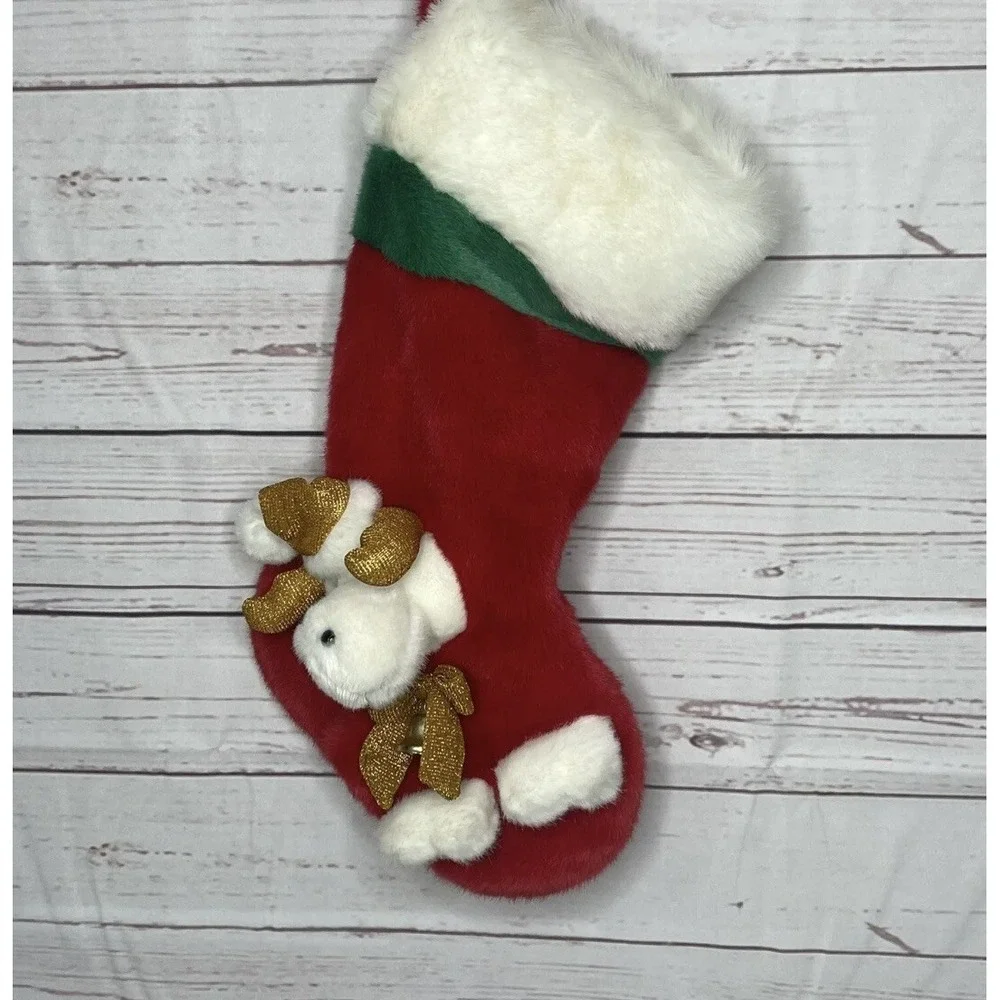 Christmas Stocking 3D Reindeer Plush Jingle Bell 15
